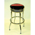 Single Ring Base Logo Stool w/ Chrome Rim & Seat Top Imprint (Assembled)